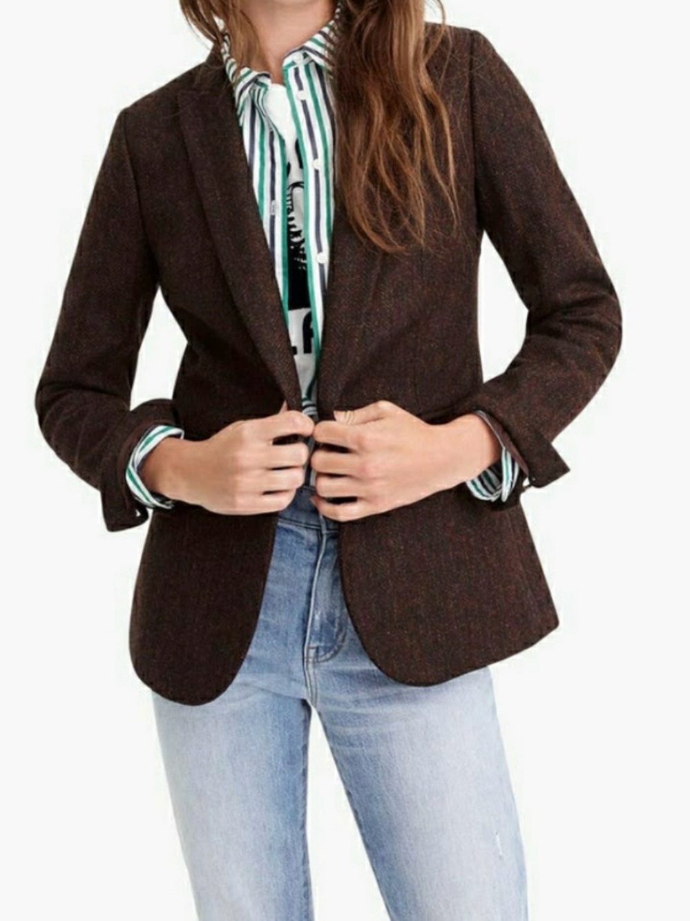 J. Crew Willa Herringbone Wool Blend Blazer